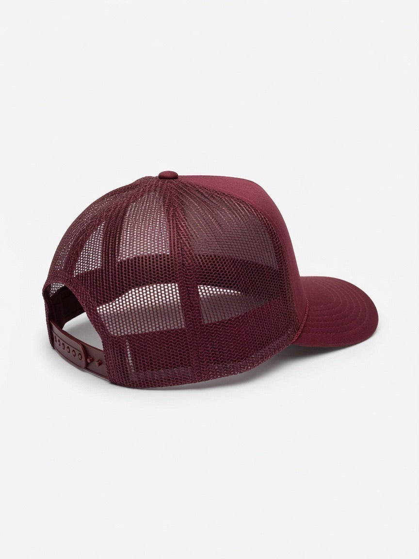 Maroon & Black Happy Fan Trucker Hat