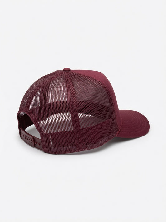 Maroon & Black Happy Fan Trucker Hat