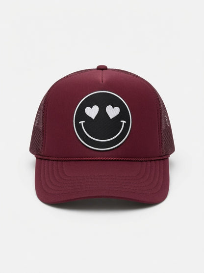 Maroon & Black Happy Fan Trucker Hat