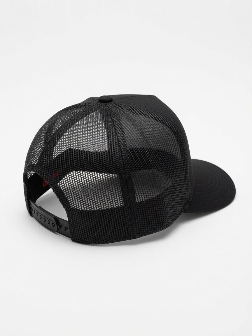 Black & Maroon Happy Fan Trucker Hat