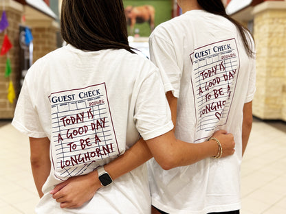 Guest Check Longhorn Short Sleeve White T-Shirt